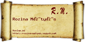 Rozina Mátyás névjegykártya